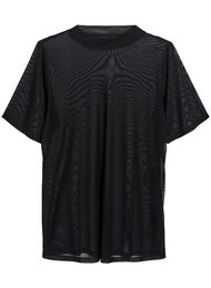 Bluse i mesh med korte ermer, Black