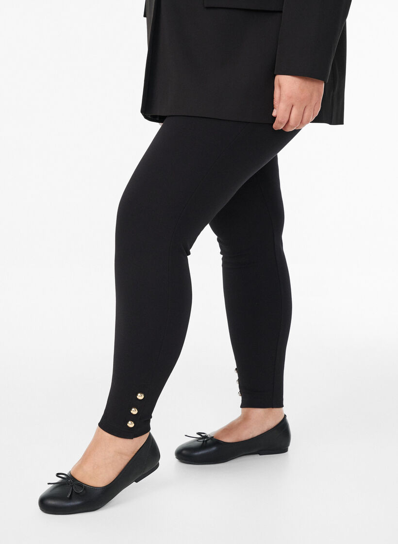 Leggings med knapper på bunnen, Svart, Model image number 0