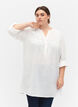 Tunika i bomull med broderi anglaise, Bright White, Model image number 0