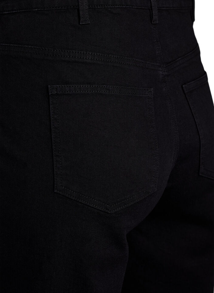 FLASH - Løse denimshorts med høy midje, Svart, Packshot image number 3