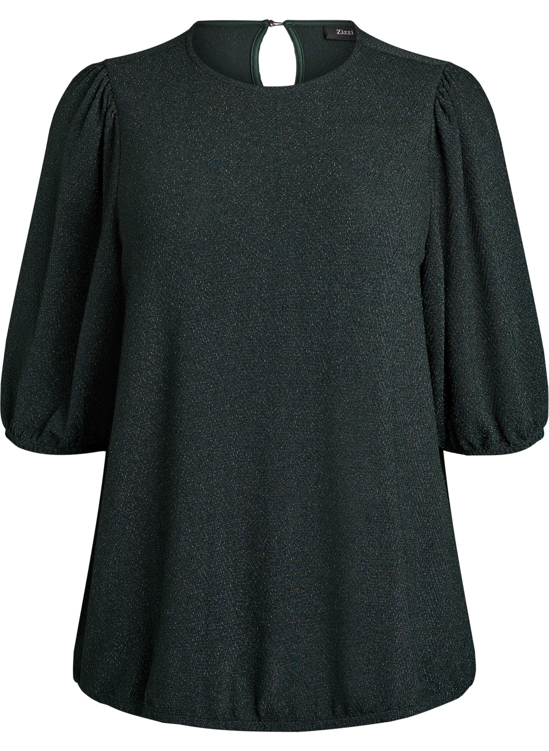 Bluse med glitterm&oslash;nster og 3/4 ermer