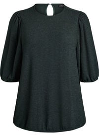 Bluse med glittermønster og 3/4 ermer, Grønn Bluse med glittermønster og 3/4 ermer