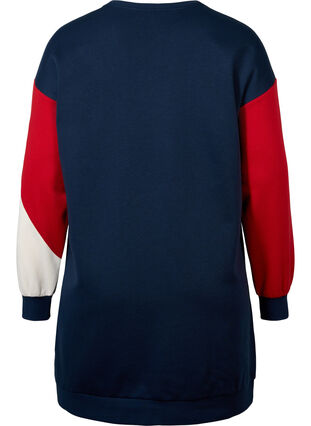 Lang genser med colorblock, Navy Color Block, Packshot image number 1
