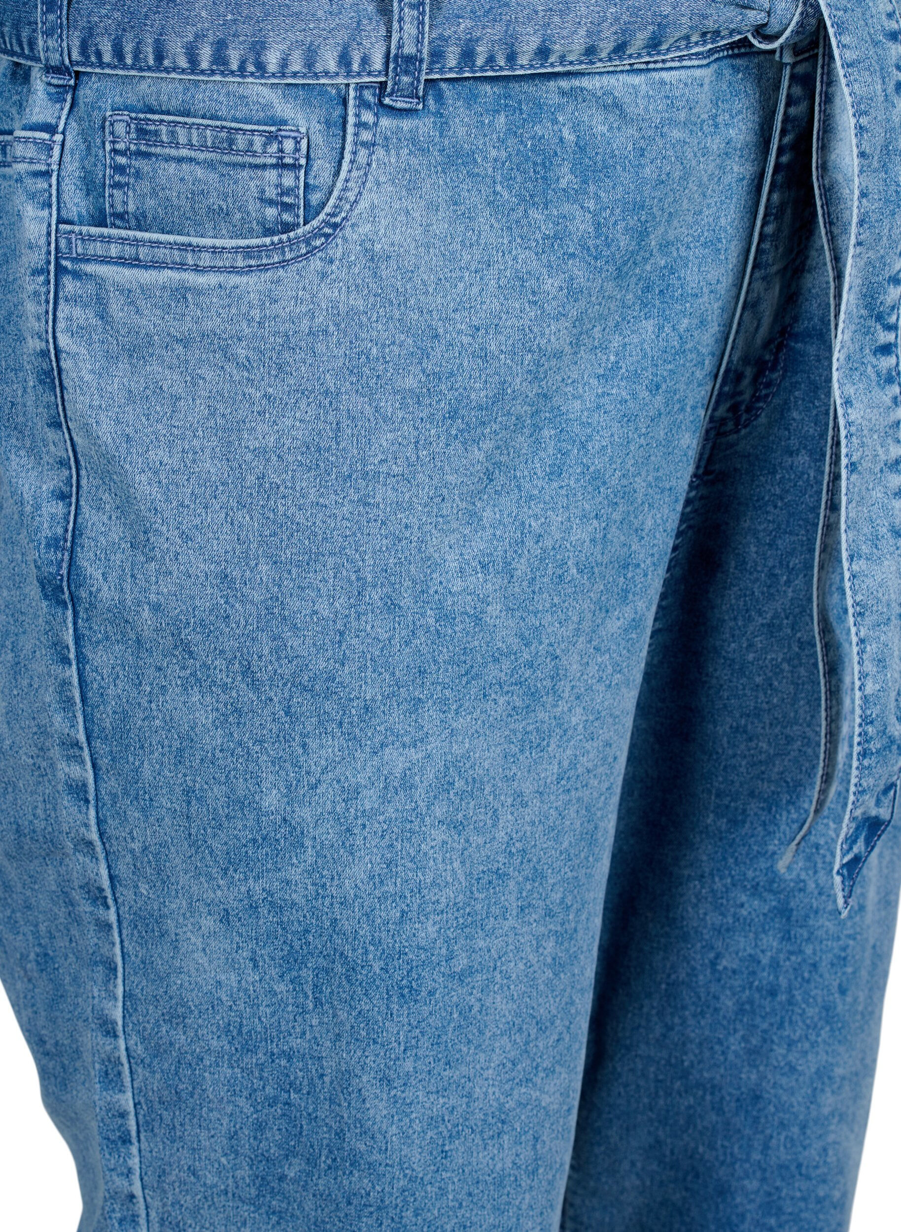 Zizzi Jumpsuit i langermet denim, Light Blue Denim, Packshot image number 3