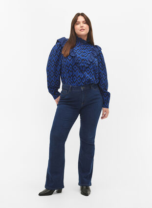 Skjorte bluse i viskose, True blue w. Black, Model image number 3