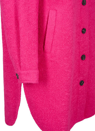 Lang skjortejakke i bouclé-look, Fuchsia Red, Packshot image number 3