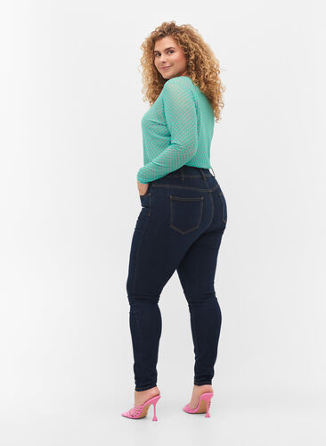 Super slim Bea jeans med ekstra høyt liv, Unwashed, Model image number 1