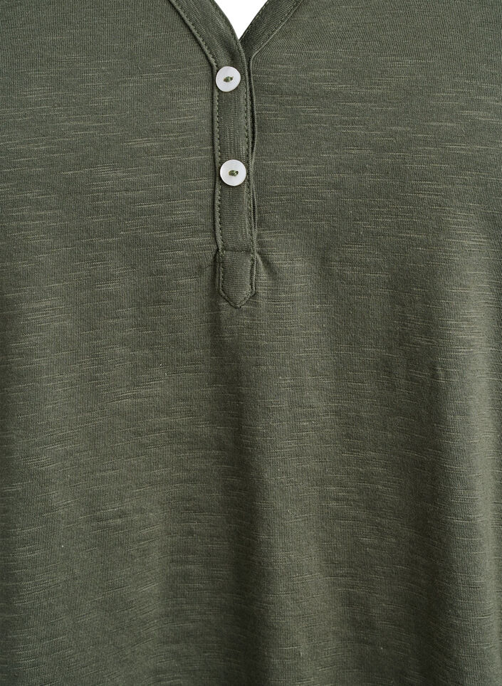 T-skjorte med knappdetalj, Gr&oslash;nn, Packshot image number 2