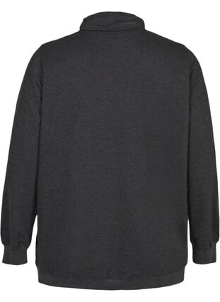 Sweatshirt med snøre ved halsen, Black Mel., Packshot image number 1