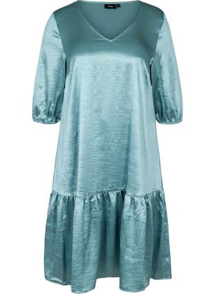 Skinnende kjole med V-hals, North Atlantic Shine, Packshot image number 0