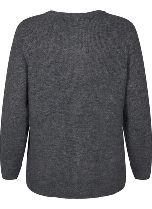 Zizzi Melert genser med rund hals, Dark Grey Black Mel., Packshot image number 1
