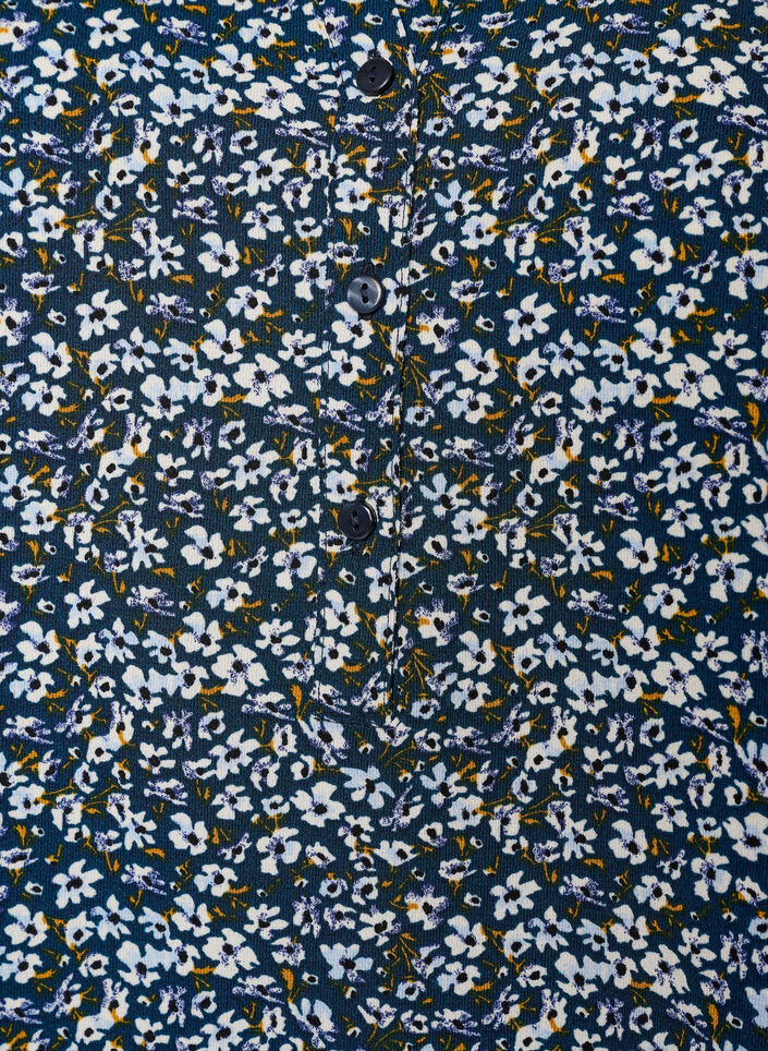 Bluse med korte ermer og V-hals, Bl&aring;, Packshot image number 2