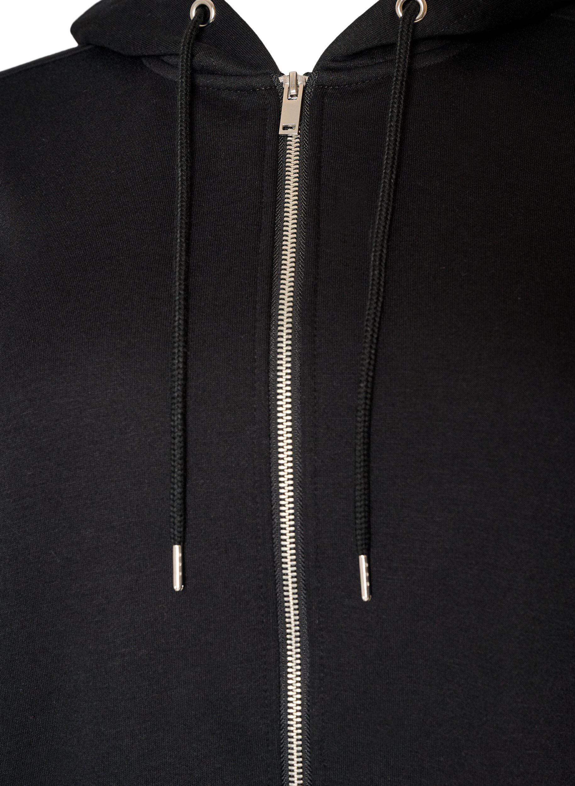 ZizziLang hettegenser med glidel&aring;s og lommer, Svart, Packshot image number 2