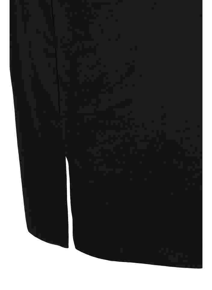 Kortermet bomullskjole med splitt, Black, Packshot image number 3