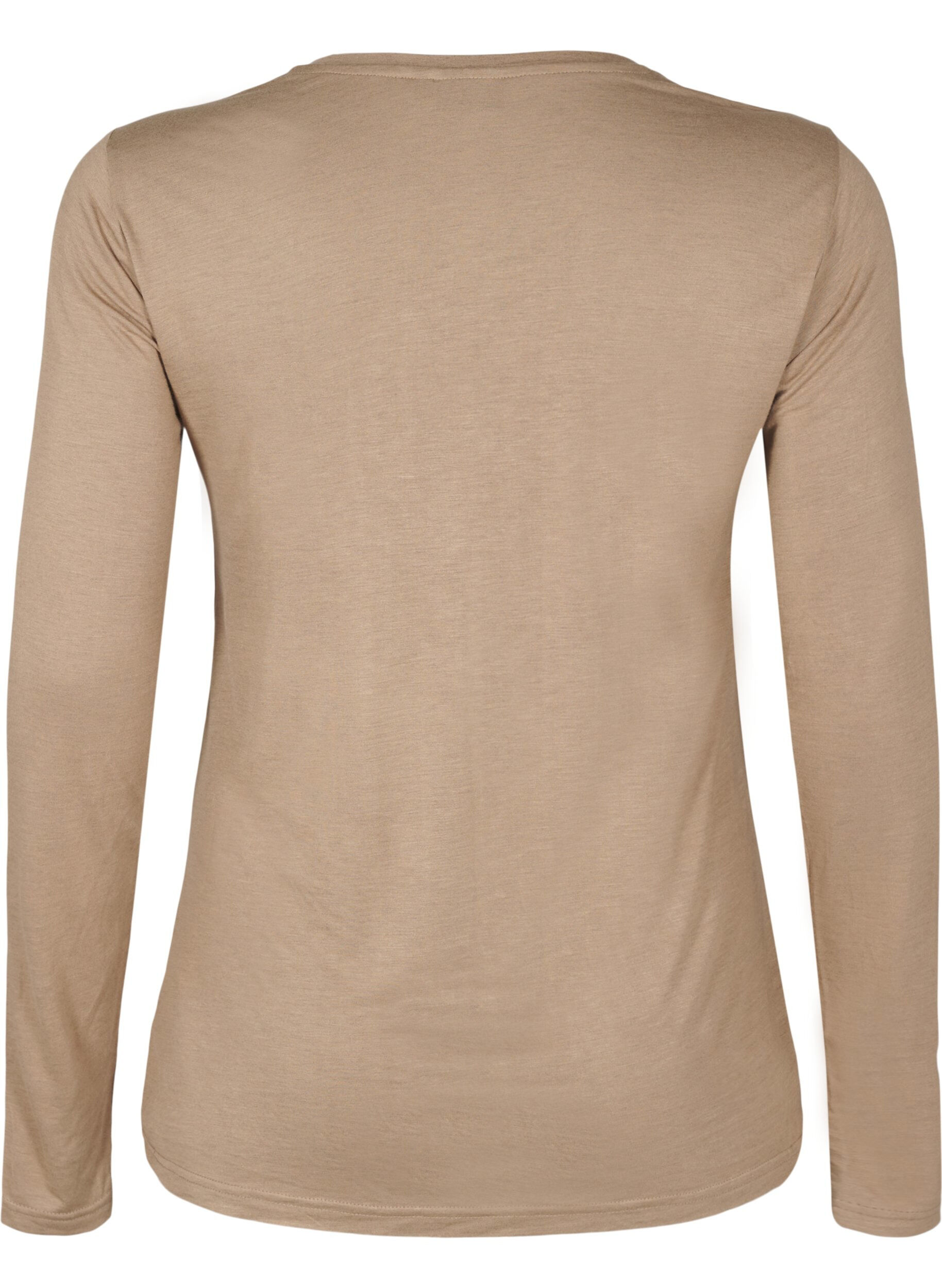 ZizziLangermet bluse i ull og viskose, Brun, Packshot image number 1