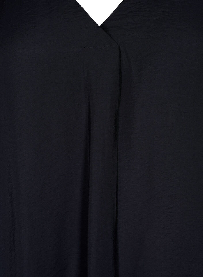 Kjole med V-hals i viskose, Svart, Packshot image number 2
