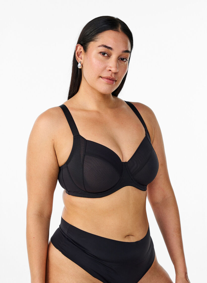Heldekkende basis BH i mesh, Svart, Model image number 0