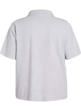 Zizzi Jerseybluse med krage og korte ermer, Grå, Packshot image number 1