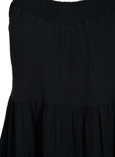 Ensfarget kjole med stropper i bomull, Black, Packshot image number 2