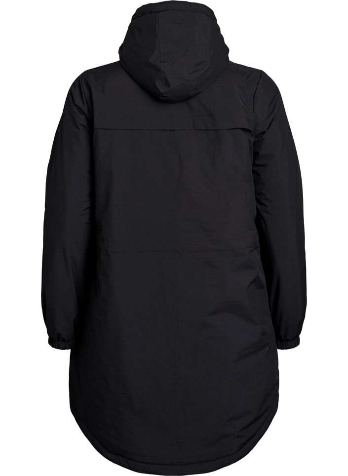 Lett polstret parka med hette, Svart, Packshot image number 1