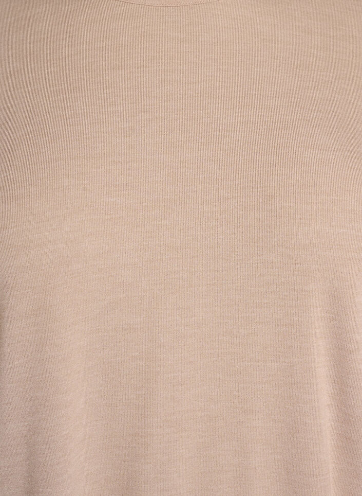 Jersey bluse med 3/4 ermer, Beige, Packshot image number 2