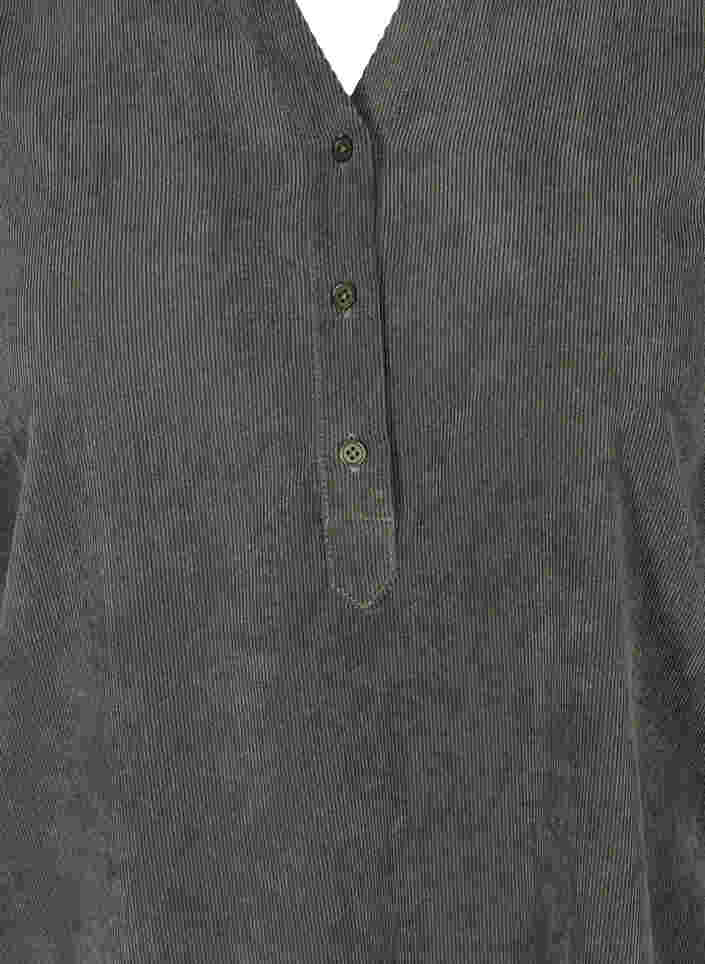 Fløyelskjole med 3/4-ermer og knapper, Deep Forest, Packshot image number 2