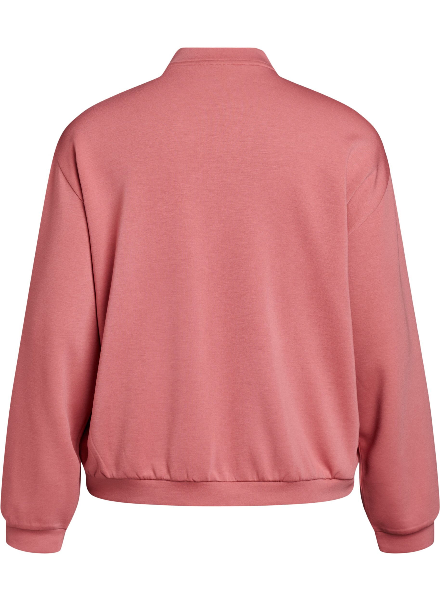 Zizzi Bomber cardigan med glidel&aring;s, Rosa, Packshot image number 1