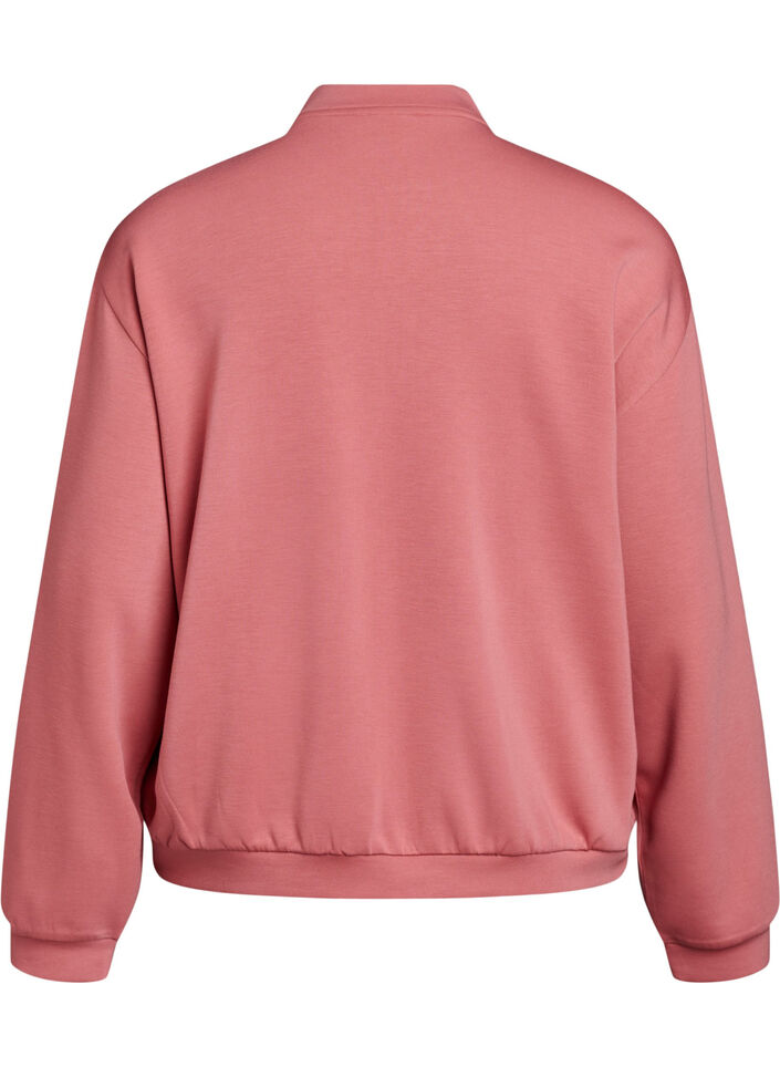 Bomber cardigan med glidel&aring;s, Rosa, Packshot image number 1