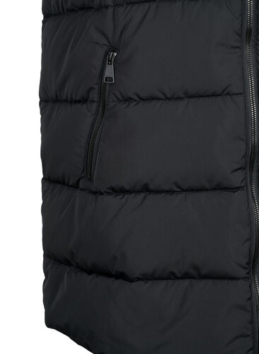 Lang vest med hette og lommer, Black, Packshot image number 3