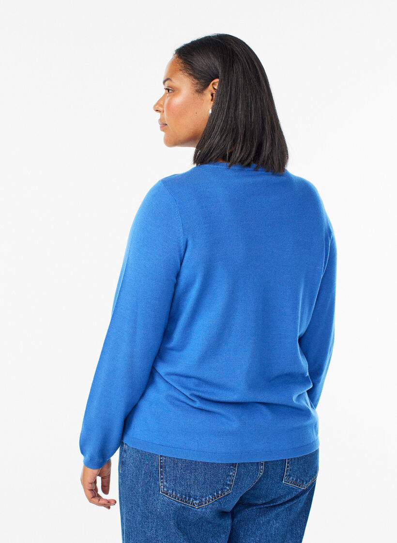 Cardigan med runde knapper, Bl&aring;, Model image number 2