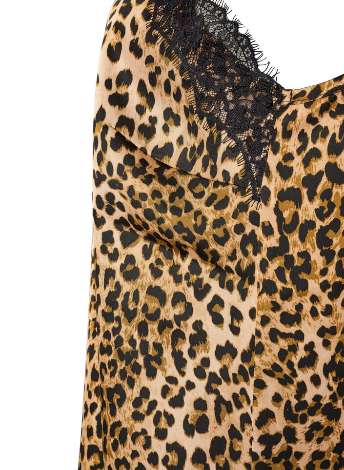 Stroppetopp med blonder og asymmetrisk kant, Brun, Packshot image number 3