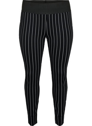 Leggings med pinstriper, Black/White Stripes, Packshot image number 0