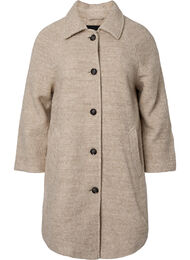 Plaid bouclé jakke med knapper, Simply Taupe, Packshot