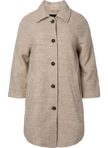 Plaid bouclé jakke med knapper, Simply Taupe, Packshot image number 0