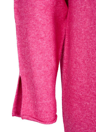 Zizzi Strikket kjole med splitter, Raspberry Rose Mel., Packshot image number 3