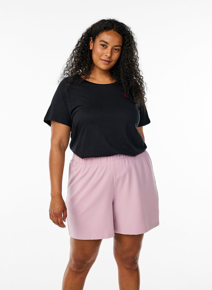 FLASH - L&oslash;stsittende shorts med lommer, Rosa, Model image number 0
