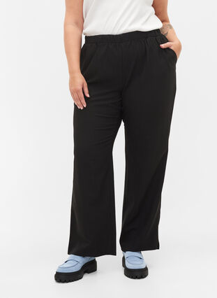 Zizzi Slengbukser med lommer, Svart, Model image number 3
