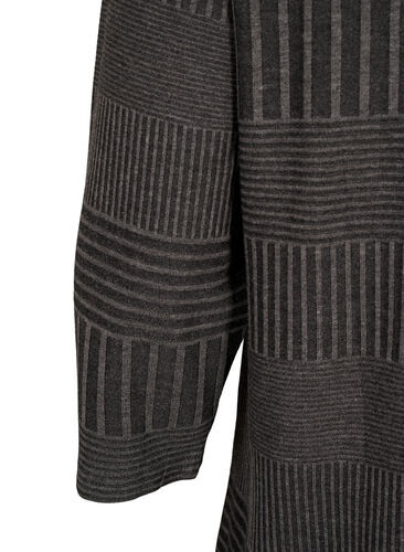 Bluse med 3/4-ermer og stripemønster, Dark Grey Melange, Packshot image number 3