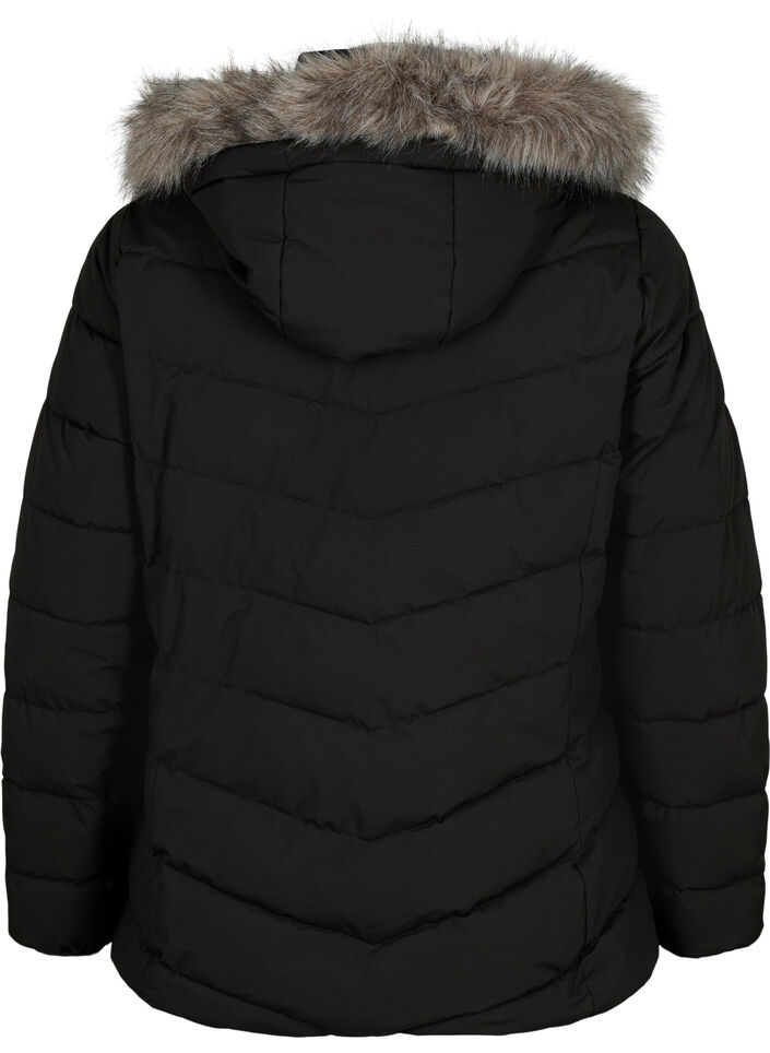 Kort boblejakke med hette, Svart, Packshot image number 1