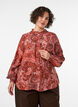 Viskosebluse med paisleytrykk og volanger, Orange, Model image number 0