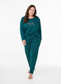 Bomull Pyjamas bukser med utskrift, Turkis Bomull Pyjamas bukser med utskrift, Turkis, Model