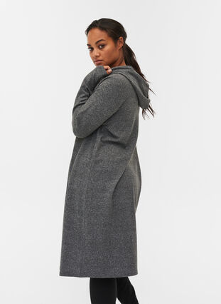Langermet kjole med hette, Dark Grey Melange, Model image number 1