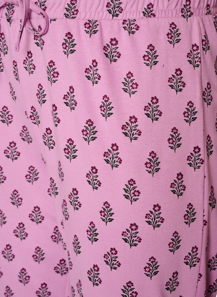 Bomullspyjamasbukser med h&oslash;y midje, Rosa, Packshot image number 2