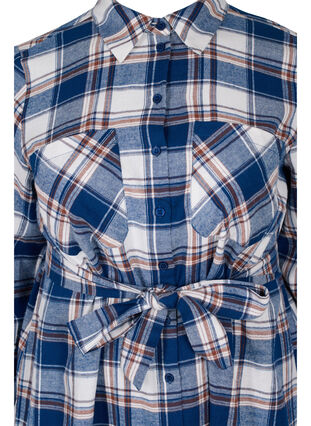 Rutete skjortekjole med knytedetalj, Blue White Check, Packshot image number 2
