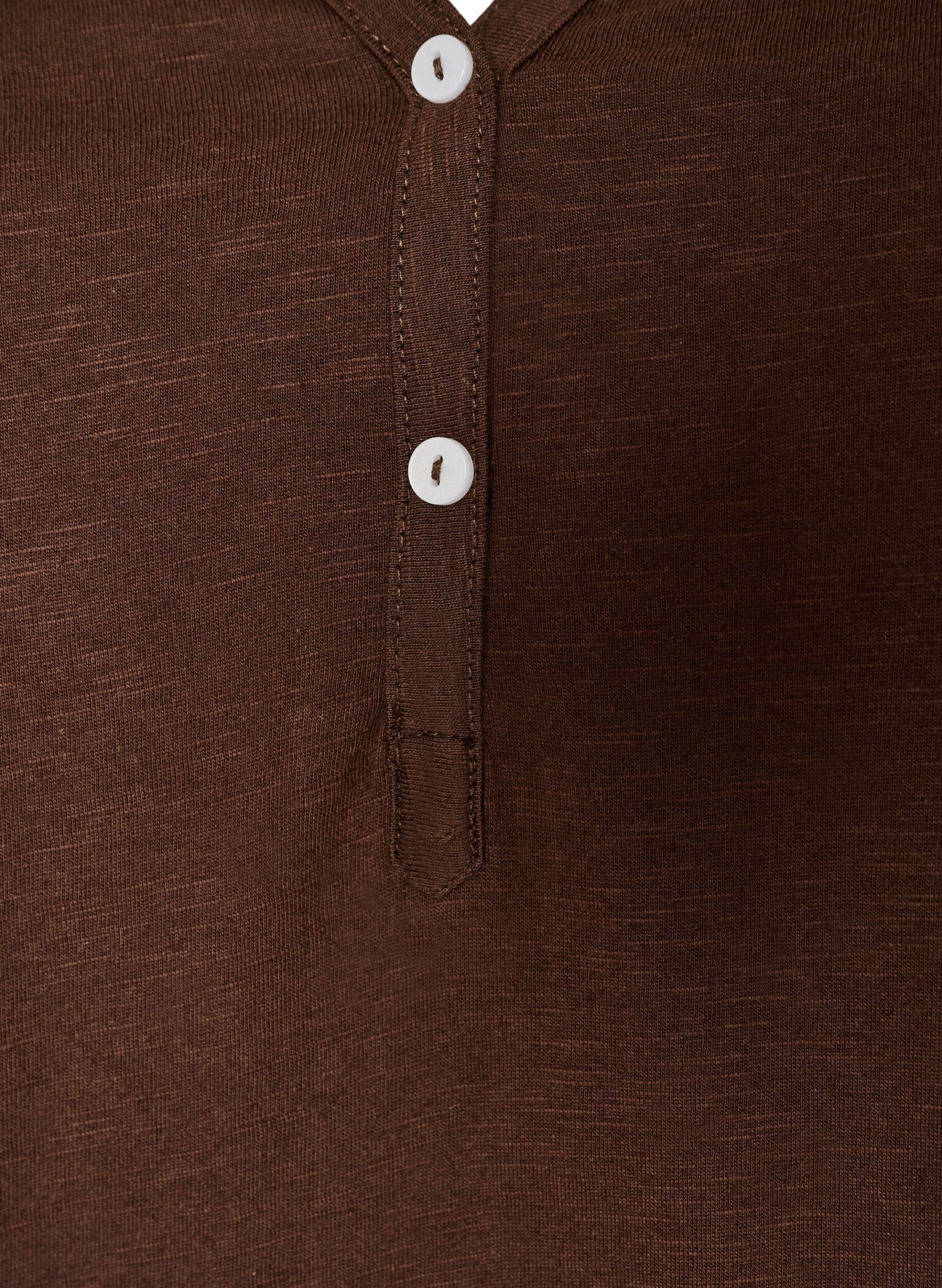 ZizziT-skjorte med knappdetalj, Brun, Packshot image number 2