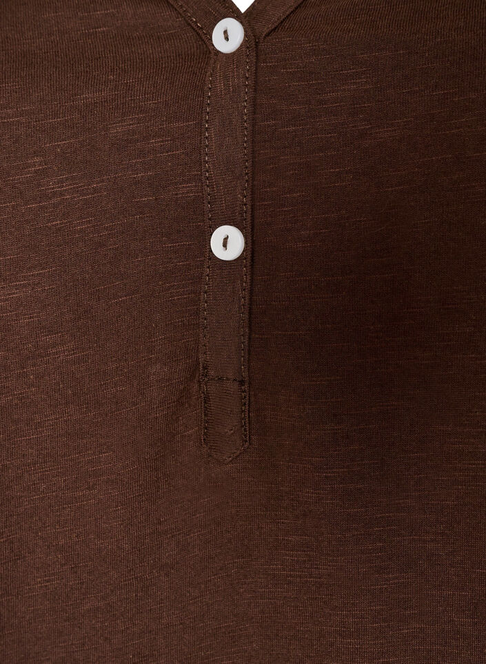 T-skjorte med knappdetalj, Brun, Packshot image number 2