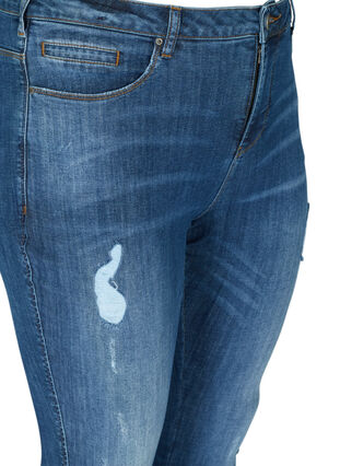 Amy jeans med slitte detaljer, Blue denim, Packshot image number 2