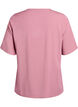 Vevet bluse med korte ermer og rund hals, Rosa, Packshot image number 1