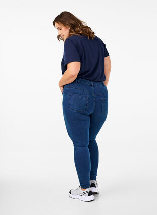 Super slim Amy jeans med høyt liv, Dark blue, Model image number 0