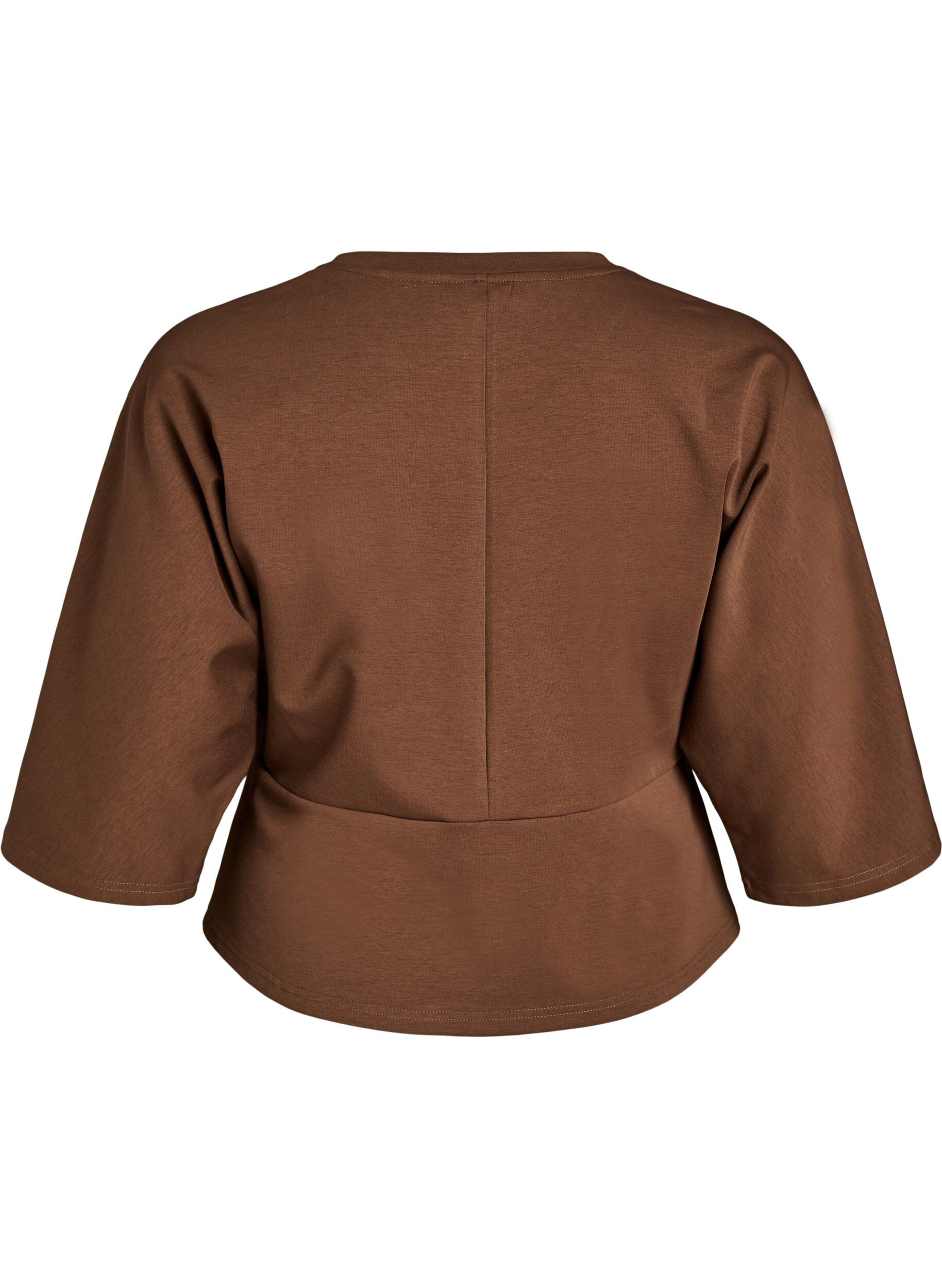 ZizziPeplumbluse med albuelange ermer, Brun, Packshot image number 1